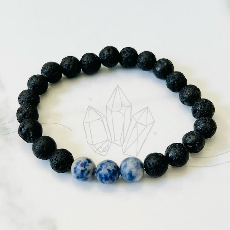 Lava Stone & Sodalite Crystal Bracelet