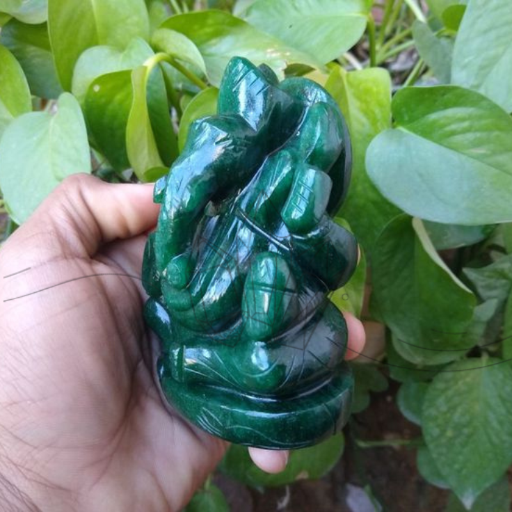 Green Aventurine Crystal Ganesh Idol