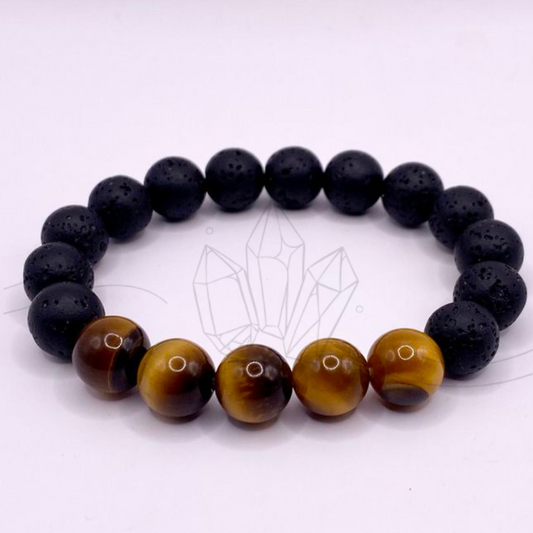 Lava Stone & Tiger's Eye Crystal Bracelet