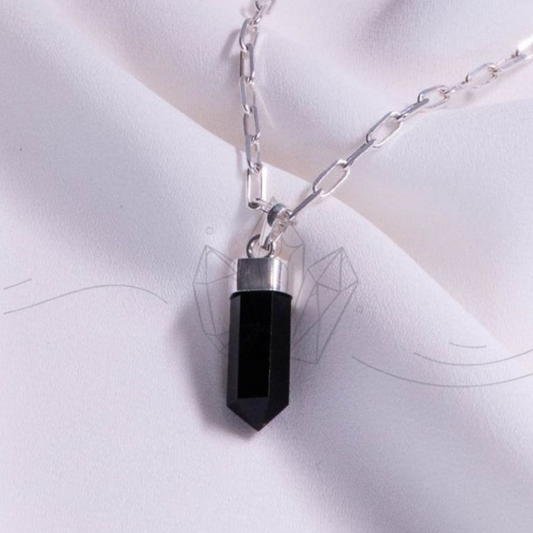 Black Onyx Crystal Pencil Pendant