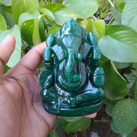 Green Aventurine Crystal Ganesh Idol