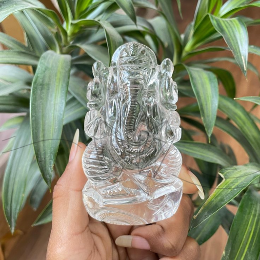 Clear Quartz Crystal Ganesh Idol