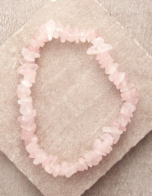 Rose Quartz Uncut Crystal Bracelet
