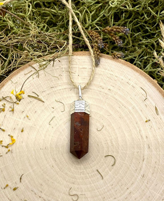 Red Jasper Crystal Pencil Pendant
